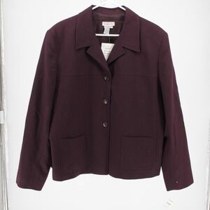 Talbots NWT Women's Purple‎ 100% Worsted Wool Button Front Blazer Jacket Size 20